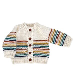 The Blueberry Hill Rainbow Stripe Cardigan, Retro, 12-24 months